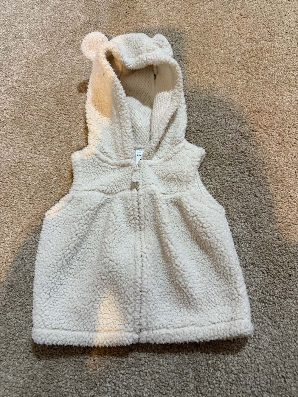 Carter's Sherpa Hooded Vest Size 6m Cream Fleece Bear Ears